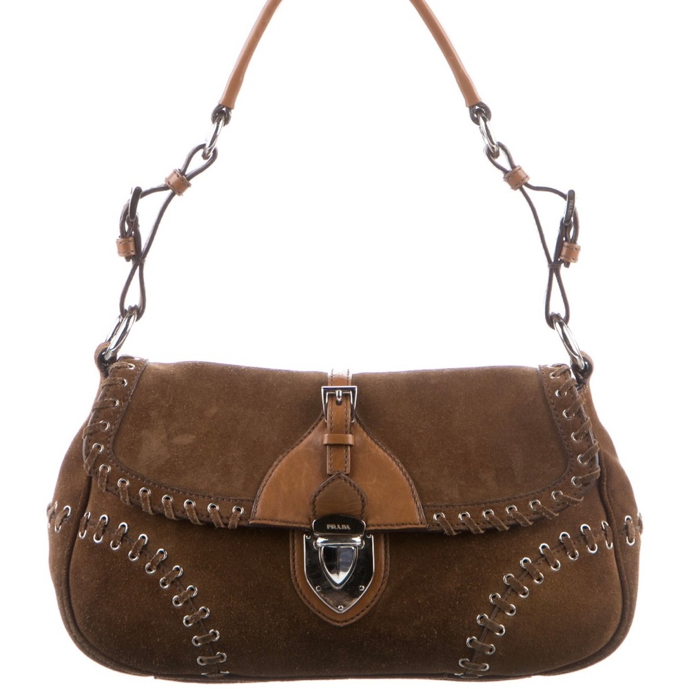 SOLD PRADA scamosciato whipstitch suede purse
